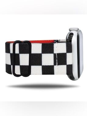 Braxley Nitro Apple Watch Black & White Checkered Elastic Band - Big Watch, NWOT